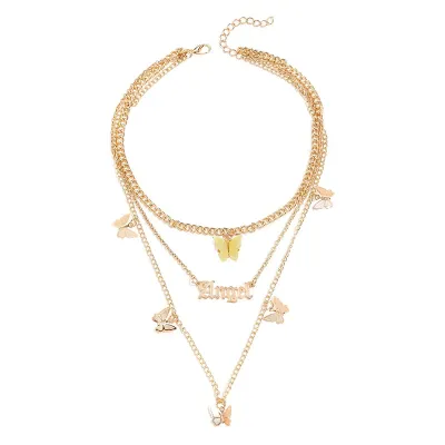 Women's Fashion Butterfly Pendant Multilayer Necklace