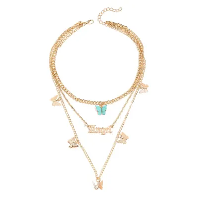 Women's Fashion Butterfly Pendant Multilayer Necklace