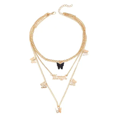 Women's Fashion Butterfly Pendant Multilayer Necklace