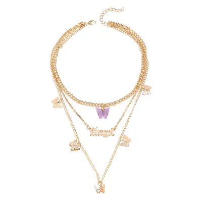 Women's Fashion Butterfly Pendant Multilayer Necklace
