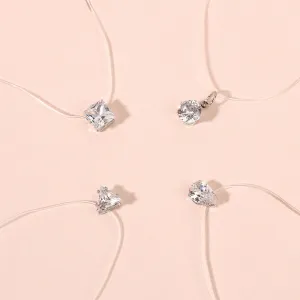Women Simple Transparent Invisible Zircon Alloy Rhinestone Geometric Necklace