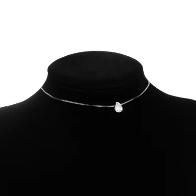Women Simple Transparent Invisible Zircon Alloy Rhinestone Geometric Necklace