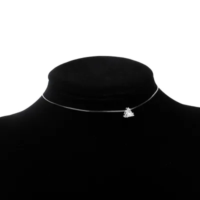 Women Simple Transparent Invisible Zircon Alloy Rhinestone Geometric Necklace