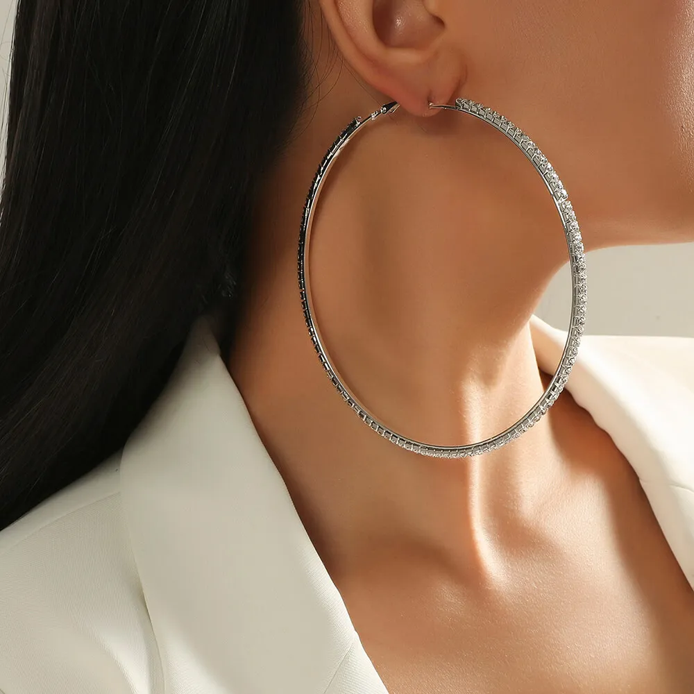 Women Exaggerated Rhinestone Alloy Earrings