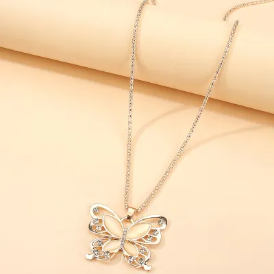 Women's Temperament Butterfly Rhinestone Necklace 70cm