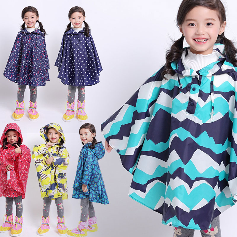 Wholesale Children Multicolor Printed Thin Hooded Raincoat
