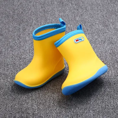 Cute Children Solid Color Non-slip Waterproof Cartoon Rain Boots PVC Unisex Mid-calf
