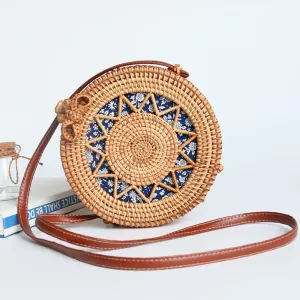 Handmade Woven Rattan Hollow Crossbody Bag for Beach