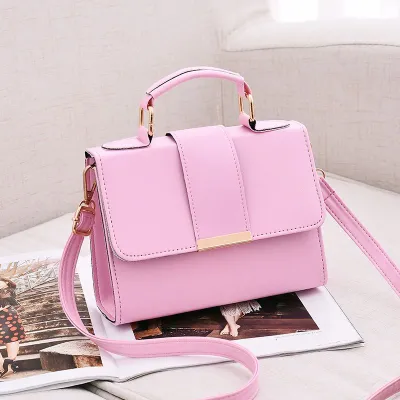 Pure Color Small Flap PU Handbag Crossbody Bag