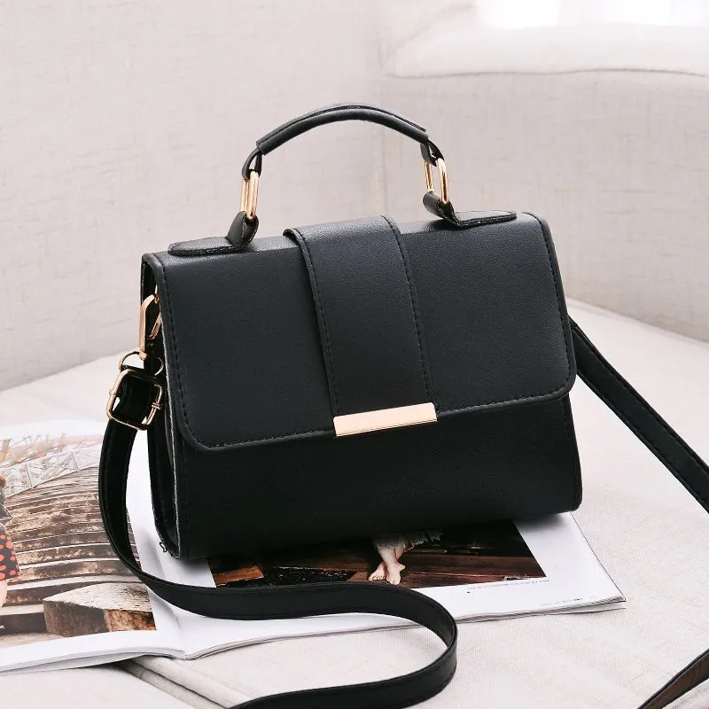 Pure Color Small Flap PU Handbag Crossbody Bag