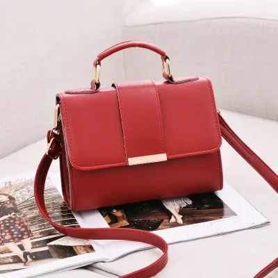 Pure Color Small Flap PU Handbag Crossbody Bag