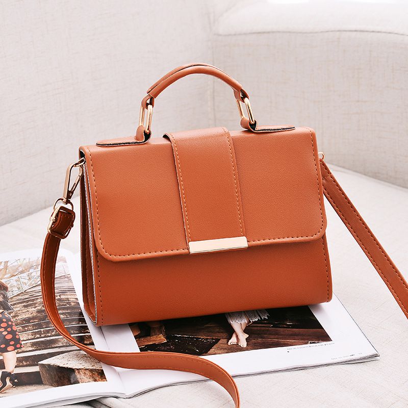 Wholesale Pure Color Small Flap PU Handbag Crossbody Bag