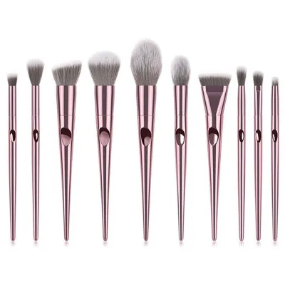 10pcs/set Finger Handle Makeup Brushes with Synthetic Bristles
