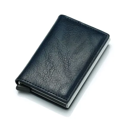 Retro Automatic Buckle Design PU Card Holder Wallet for Men
