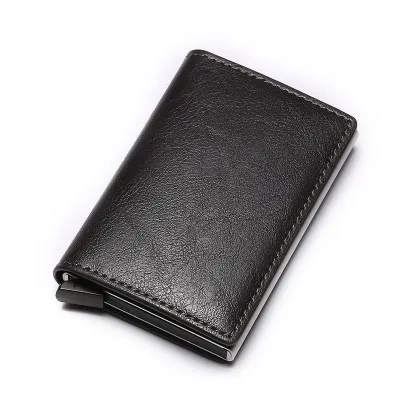 Retro Automatic Buckle Design PU Card Holder Wallet for Men