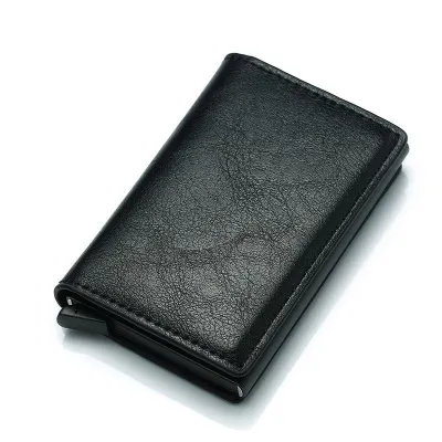 Retro Automatic Buckle Design PU Card Holder Wallet for Men