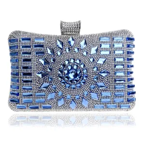 Luxurious Rhinestone Square Evening Clutch Bags Polyester Solid Color Party Mini Shoulder Bag