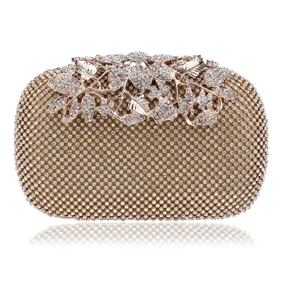 Luxurious Flower Pattern Rhinestone Decor Evening Clutch Bags