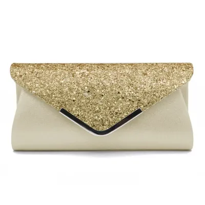 Fashion PU Sequins Decor Evening Clutch Bags Solid Clutch
