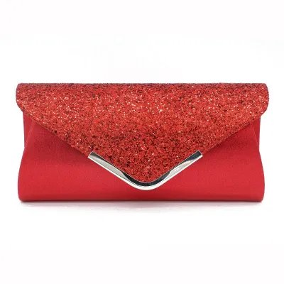 Fashion PU Sequins Decor Evening Clutch Bags Solid Clutch