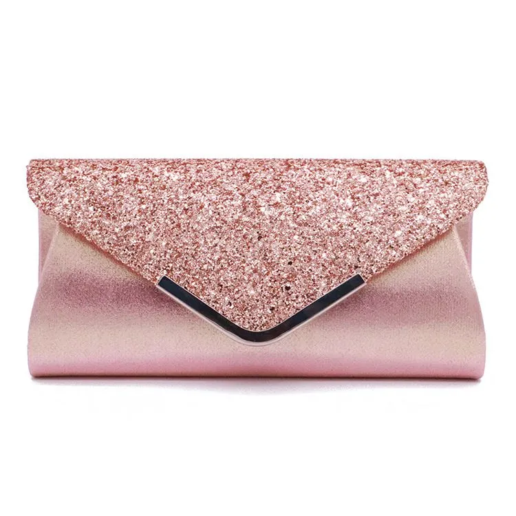Fashion PU Sequins Decor Evening Clutch Bags Solid Clutch
