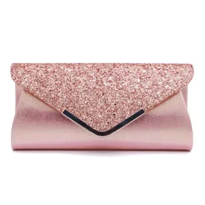 Fashion PU Sequins Decor Evening Clutch Bags Solid Clutch