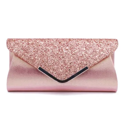 Fashion PU Sequins Decor Evening Clutch Bags Solid Clutch