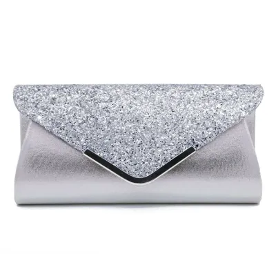 Fashion PU Sequins Decor Evening Clutch Bags Solid Clutch
