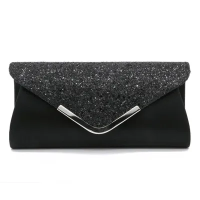 Fashion PU Sequins Decor Evening Clutch Bags Solid Clutch