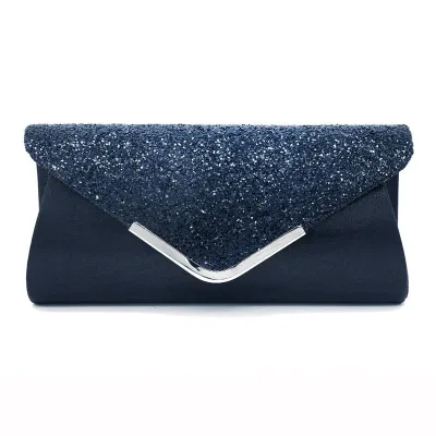 Fashion PU Sequins Decor Evening Clutch Bags Solid Clutch