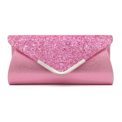 Fashion PU Sequins Decor Evening Clutch Bags Solid Clutch