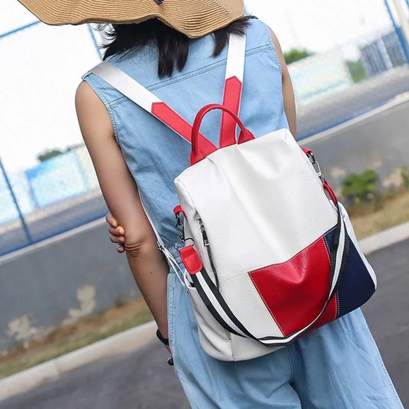 Soft PU Leather Waterproof Backpack with Air Cushion Strap