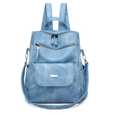 New Retro Large Capacity PU Leather Backpack for Women