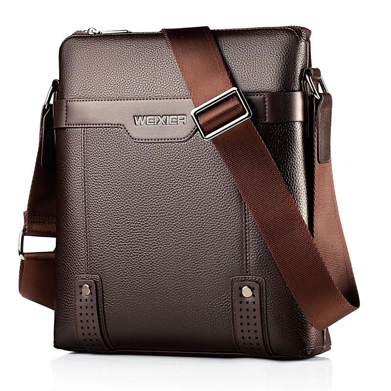 Men Casual Single Strap Crossbody Square PU Leather Bag