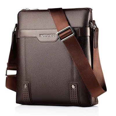 Men Casual Single Strap Crossbody Square PU Leather Bag
