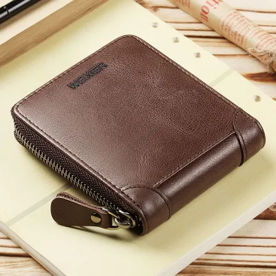 Casual Men PU Leather Zipper Clutch Wallet Multifunction Letter Pattern Horizontal Square