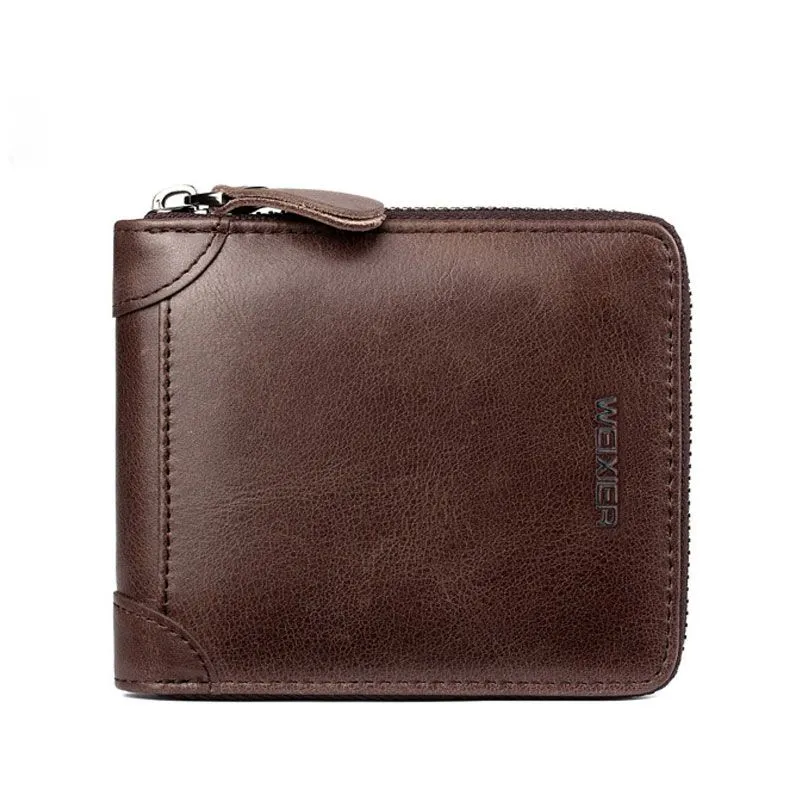 Casual Men PU Leather Zipper Clutch Wallet Multifunction Letter Pattern Horizontal Square