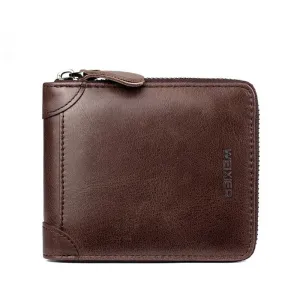 Casual Men PU Leather Zipper Clutch Wallet Multifunction Letter Pattern Horizontal Square