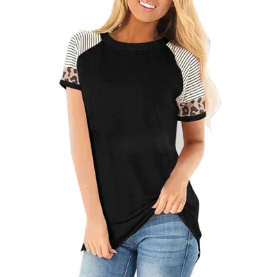 S-2XL Multicolor Patchwork Street Hipster Loose Fit Round Neck Short Sleeve T-Shirts