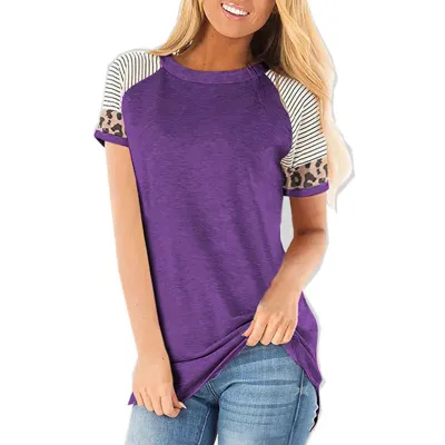 S-2XL Multicolor Patchwork Street Hipster Loose Fit Round Neck Short Sleeve T-Shirts