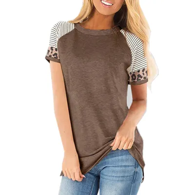 S-2XL Multicolor Patchwork Street Hipster Loose Fit Round Neck Short Sleeve T-Shirts