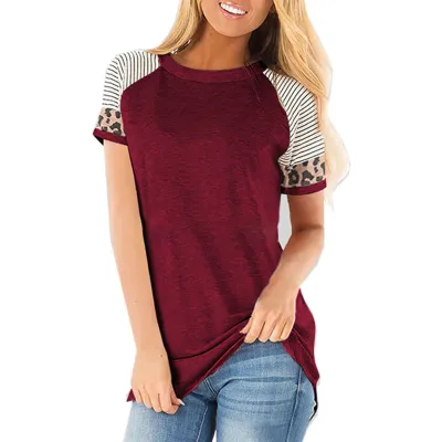 S-2XL Multicolor Patchwork Street Hipster Loose Fit Round Neck Short Sleeve T-Shirts
