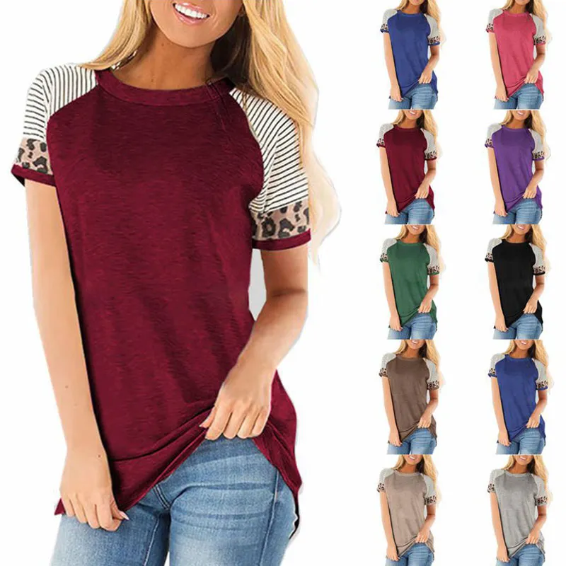 S-2XL Multicolor Patchwork Street Hipster Loose Fit Round Neck Short Sleeve T-Shirts