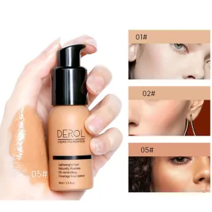 DEROL Daily Wear Waterproof Sweatproof Whitening Foundation Concealer for Universal Skin