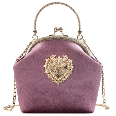 Chic Women Heart Decor Shell Shaped Clasp Handle Crossbody Bag PU