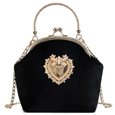 Chic Women Heart Decor Shell Shaped Clasp Handle Crossbody Bag PU