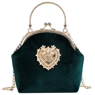 Chic Women Heart Decor Shell Shaped Clasp Handle Crossbody Bag PU