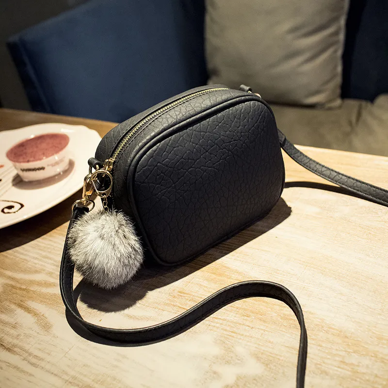 Fashion Women PU Crossbody Bag with Pompon