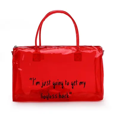 Women Clear Letter Printed PVC Shoulder Bag Simple Style