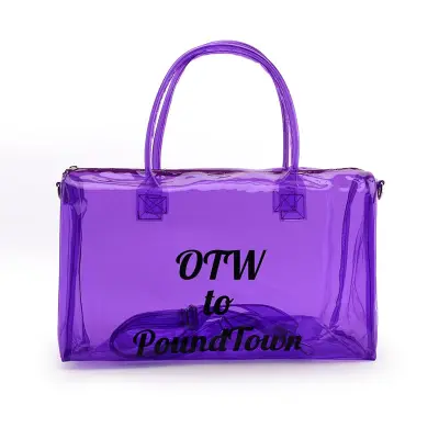 Women Clear Letter Printed PVC Shoulder Bag Simple Style